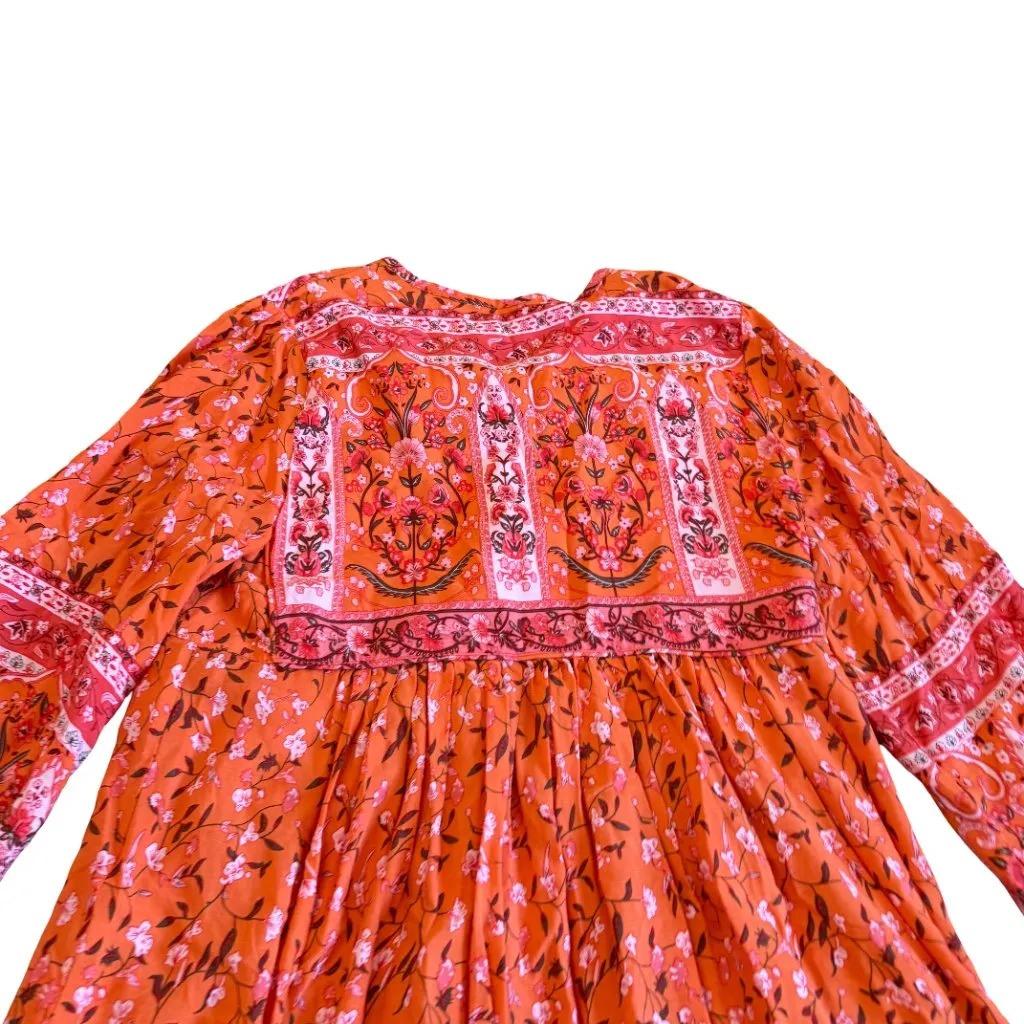 R. Vivimos Bohemian Boho Bright Orange Dress Flowy Lightweight Size Medium NWOT - Image 10