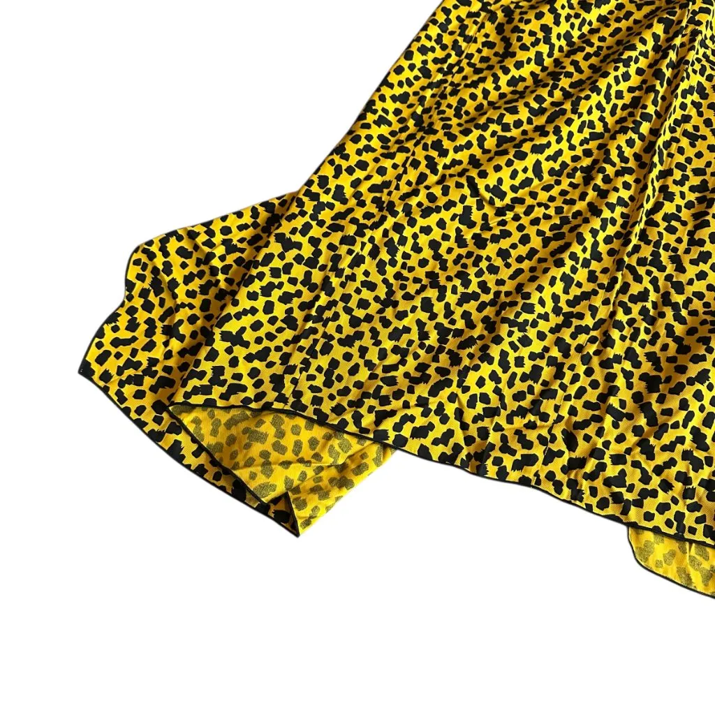 Bimba Y Lola Yellow Black Print Shift Dress Asymmetrical Unique Bold Size XS - Image 10