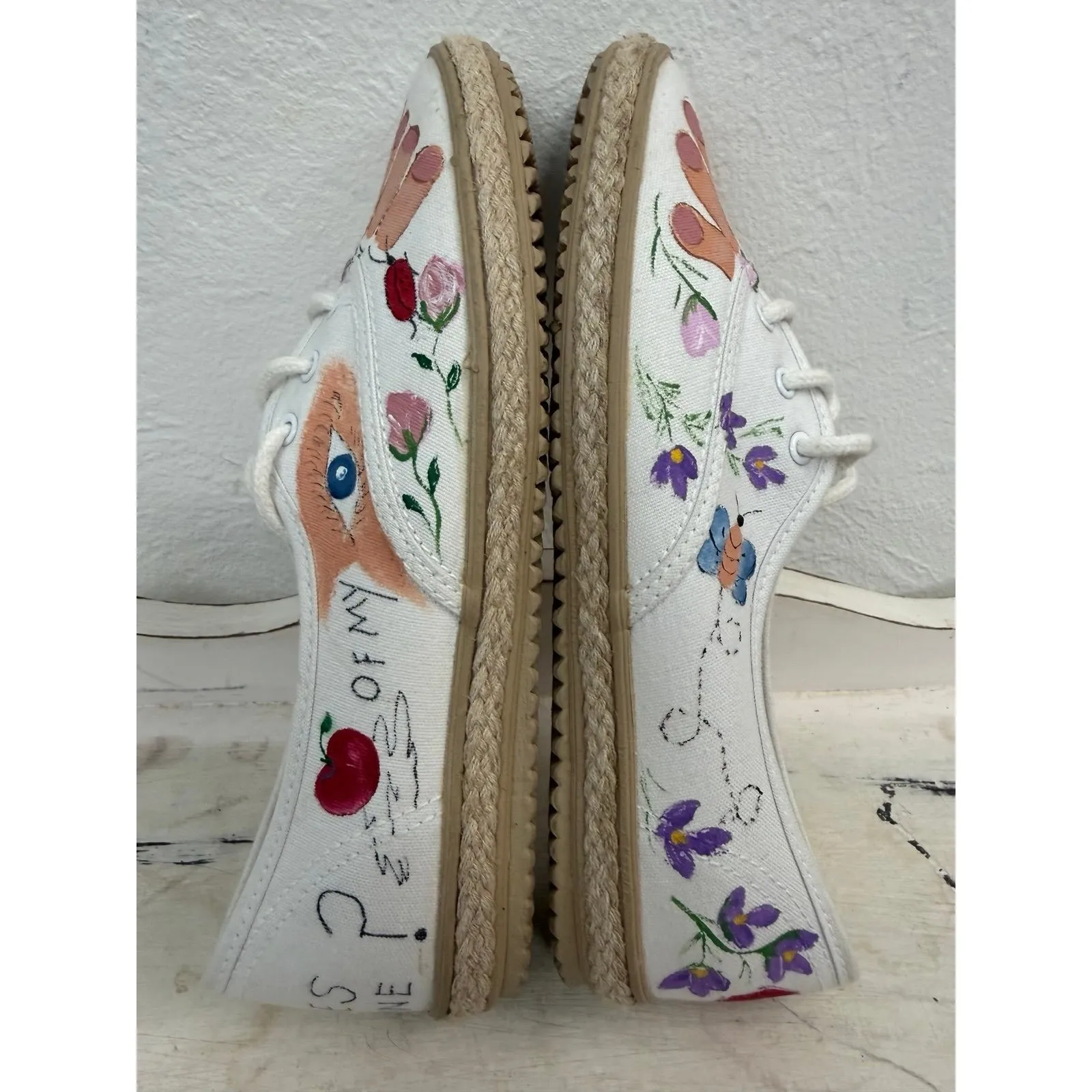 Cabin Creek‎ Hand Painted Canvas Shoes Women's 5M Floral Toe Art - Image 9