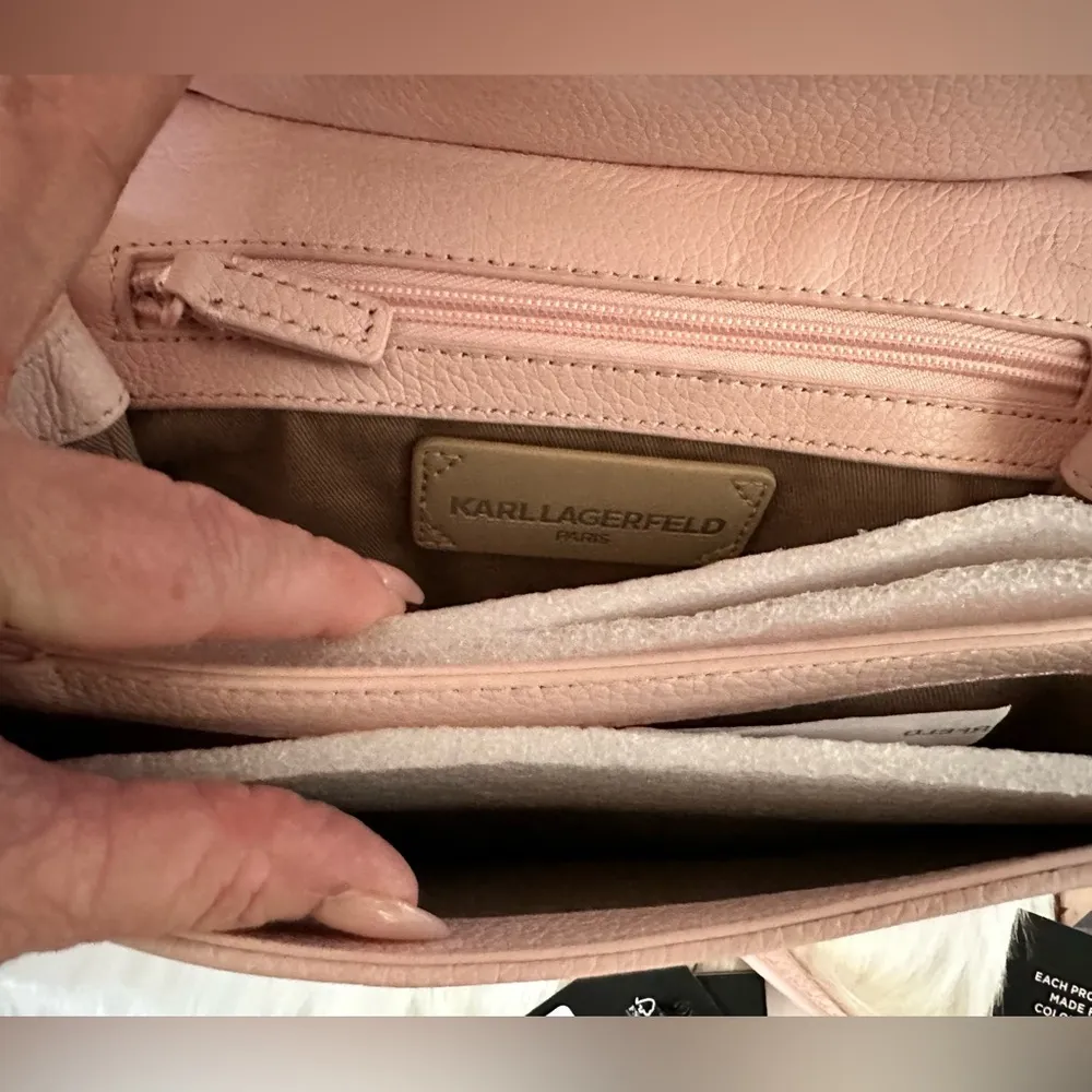 Karl Lagerfeld Paris Lafayette Quilted Crossbody Shoulder Bag – Blush Pink - Image 5