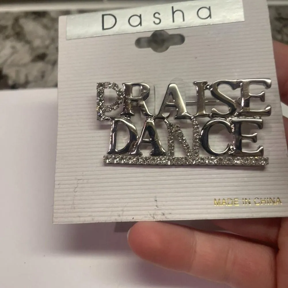 Dasha Brooch Pin Praise Dance Rhinestone Silver Tone - Image 5
