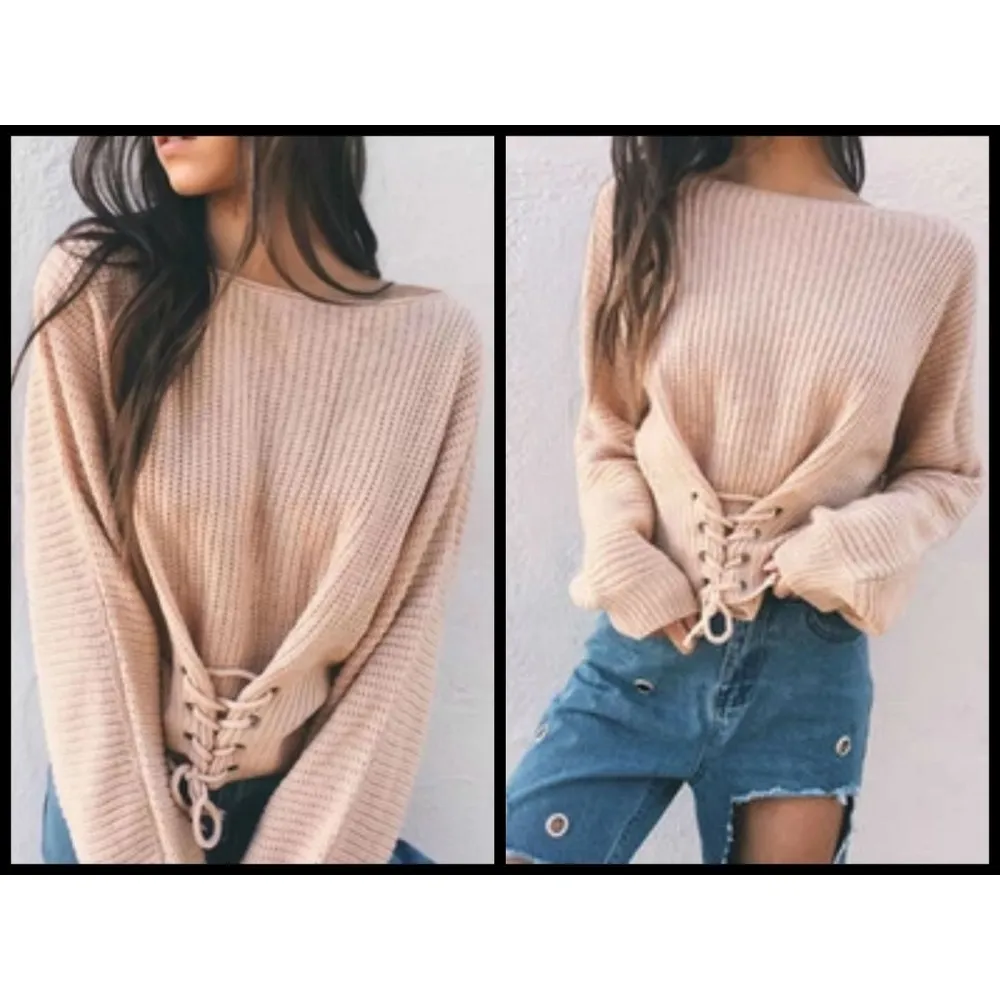 💕LF SEEK THE LABEL Chunky Corset Lace Up Sweater - Image 3