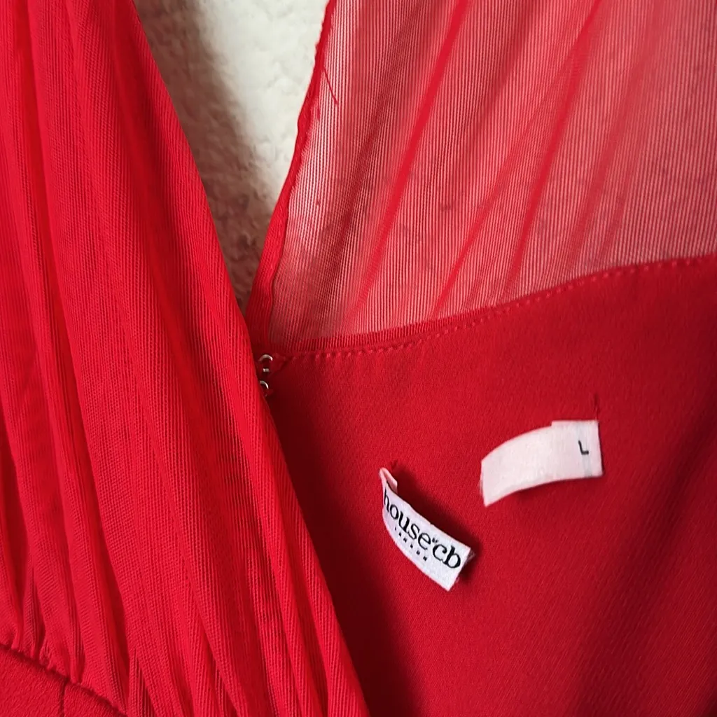 House of CB 'Yasmin' Scarlet Plunge Midi‎ Dress NWOT size L - Image 8