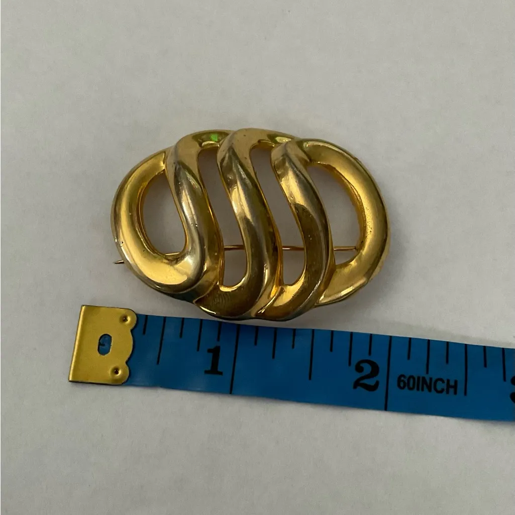 VINTAGE GOLD TONE ABSTRACT BROOCH - Image 6