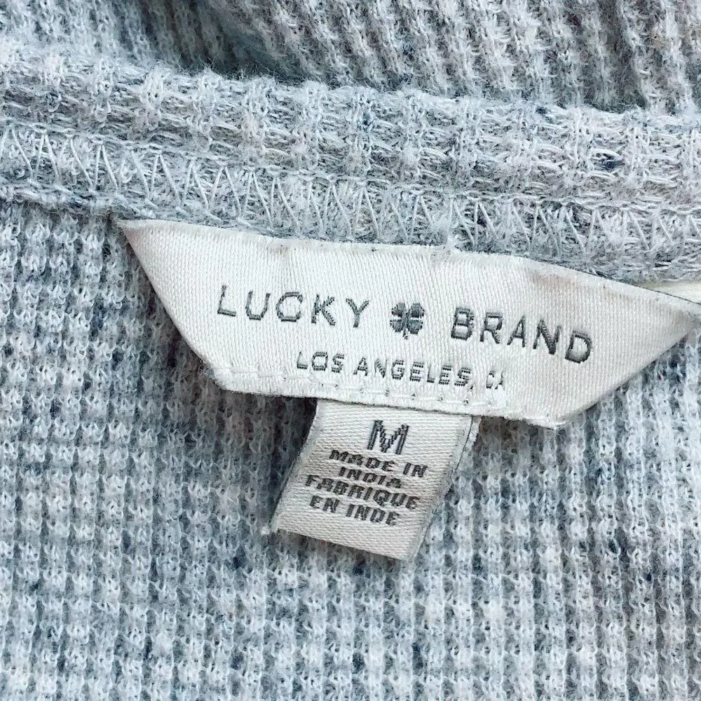 Medium LUCKY BRAND Ribbed Gray Button Up Long Sleeve Top Blouse Pullover Sweater - Image 7