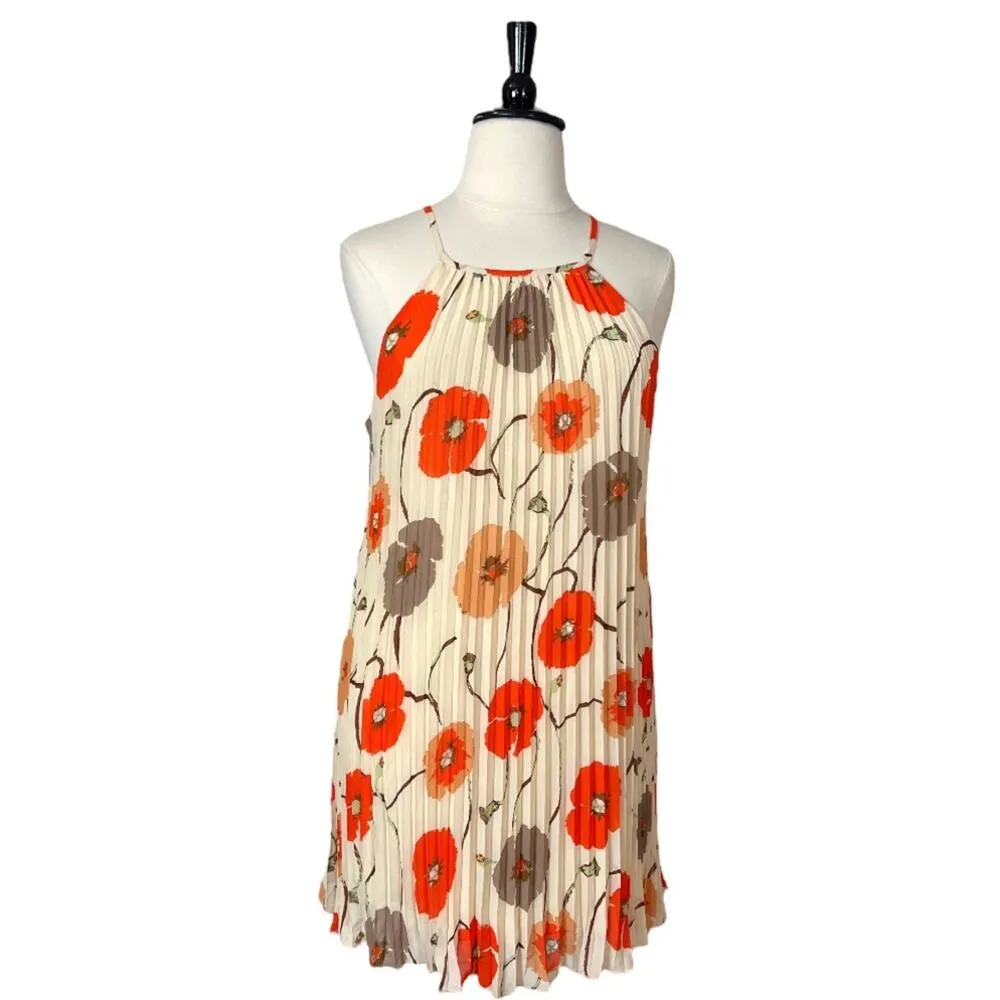 Ellames NEW Dress Pleated Shift Halter Neck Cream Orange Floral Women’s 2XL Plus Size 2X - Image 5