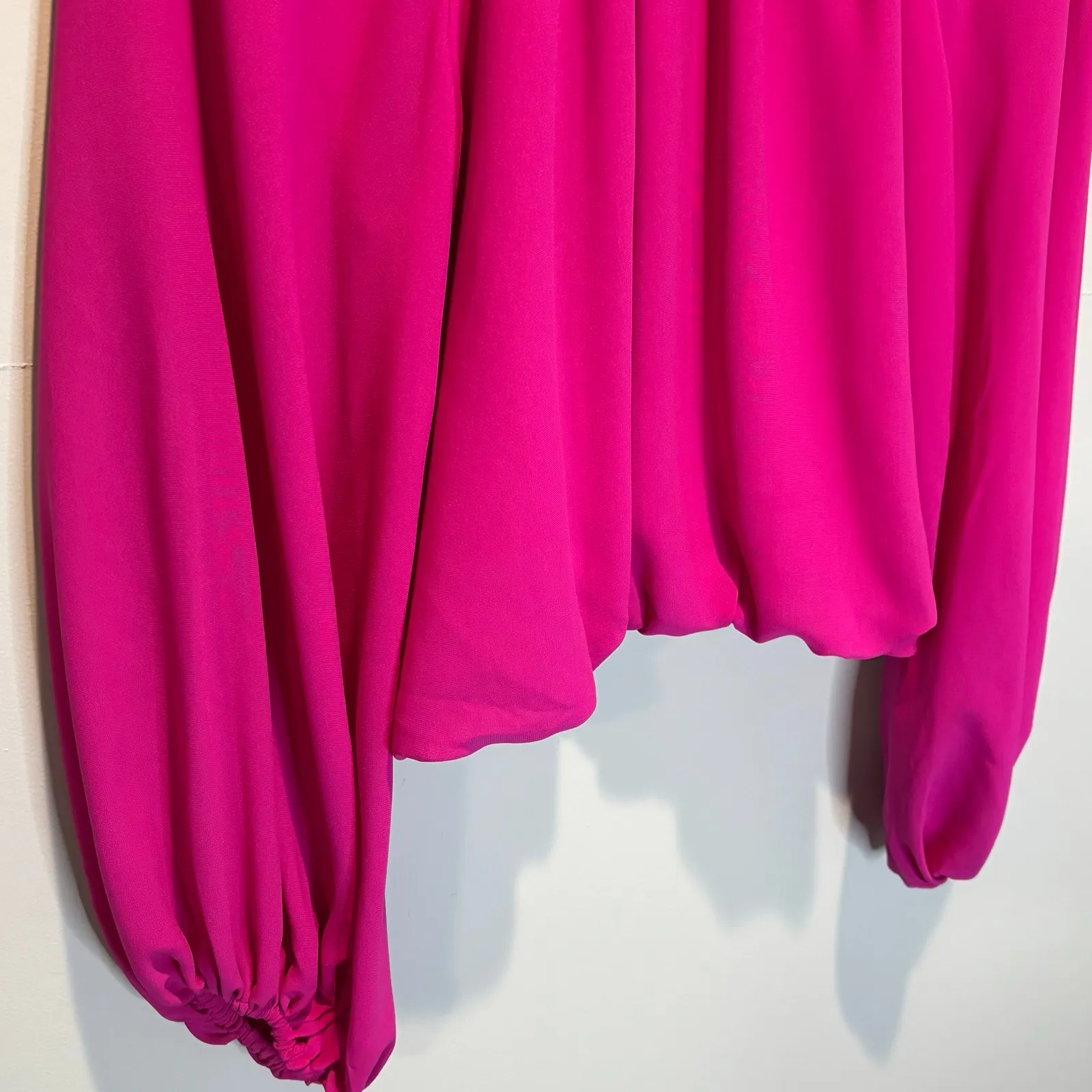 Amanda Uprichard Pink Long Sleeve Bubble Hem Blouse - size Small - Image 3