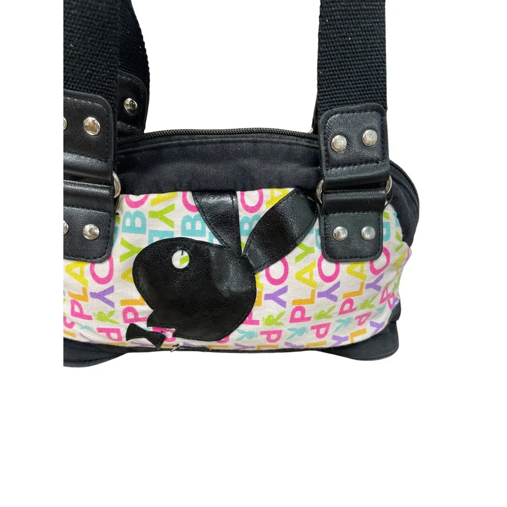 Playboy vintage Multicolor Canvas Faux Leather Shoulder Handbag SKU 9227 - Image 11