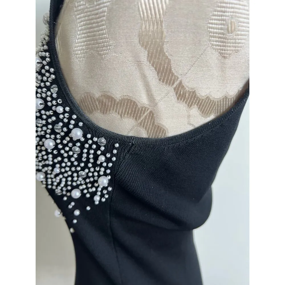 Berek2 Embellished Bead Fitted Knit Sweater Tank Top Medium Black - Image 5