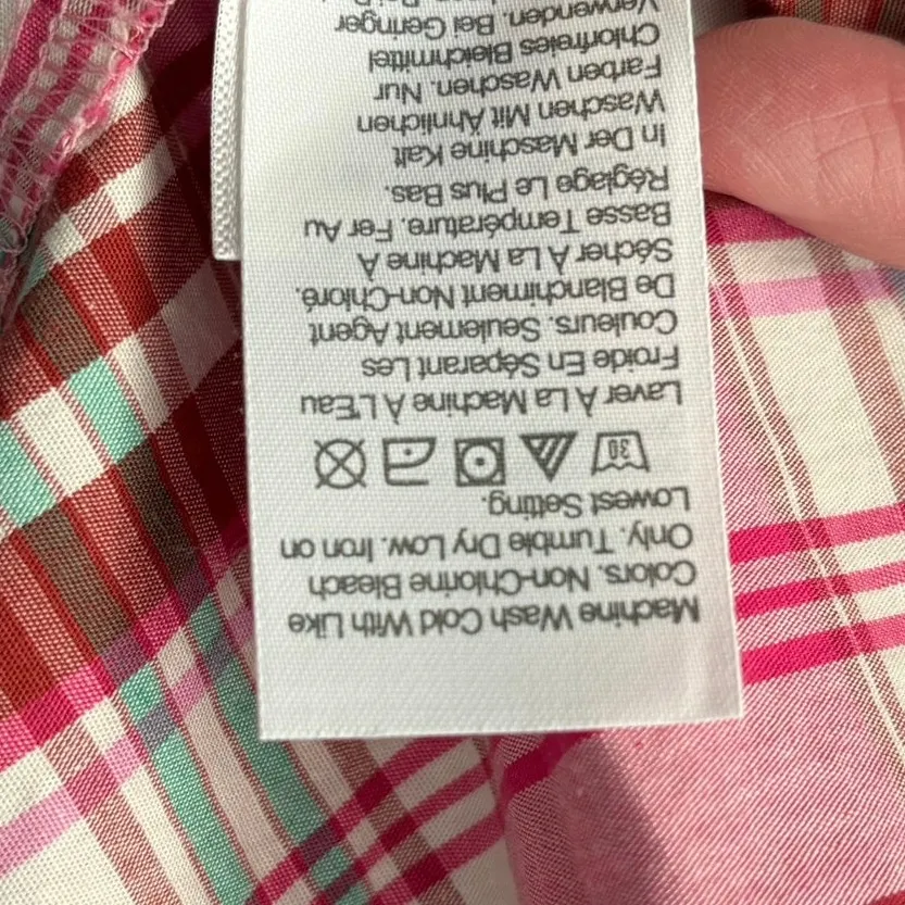J Crew Size 10 Plaid Mini Dress Ruffle Trim Sweet Briar Marine Salt Pink Preppy - Image 6