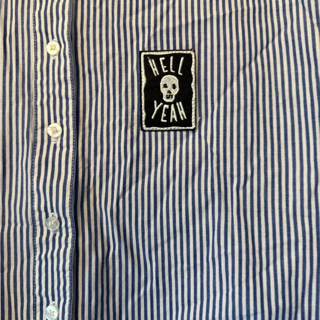 One Teaspoon Navy Striped Button Down Shirt - Image 3