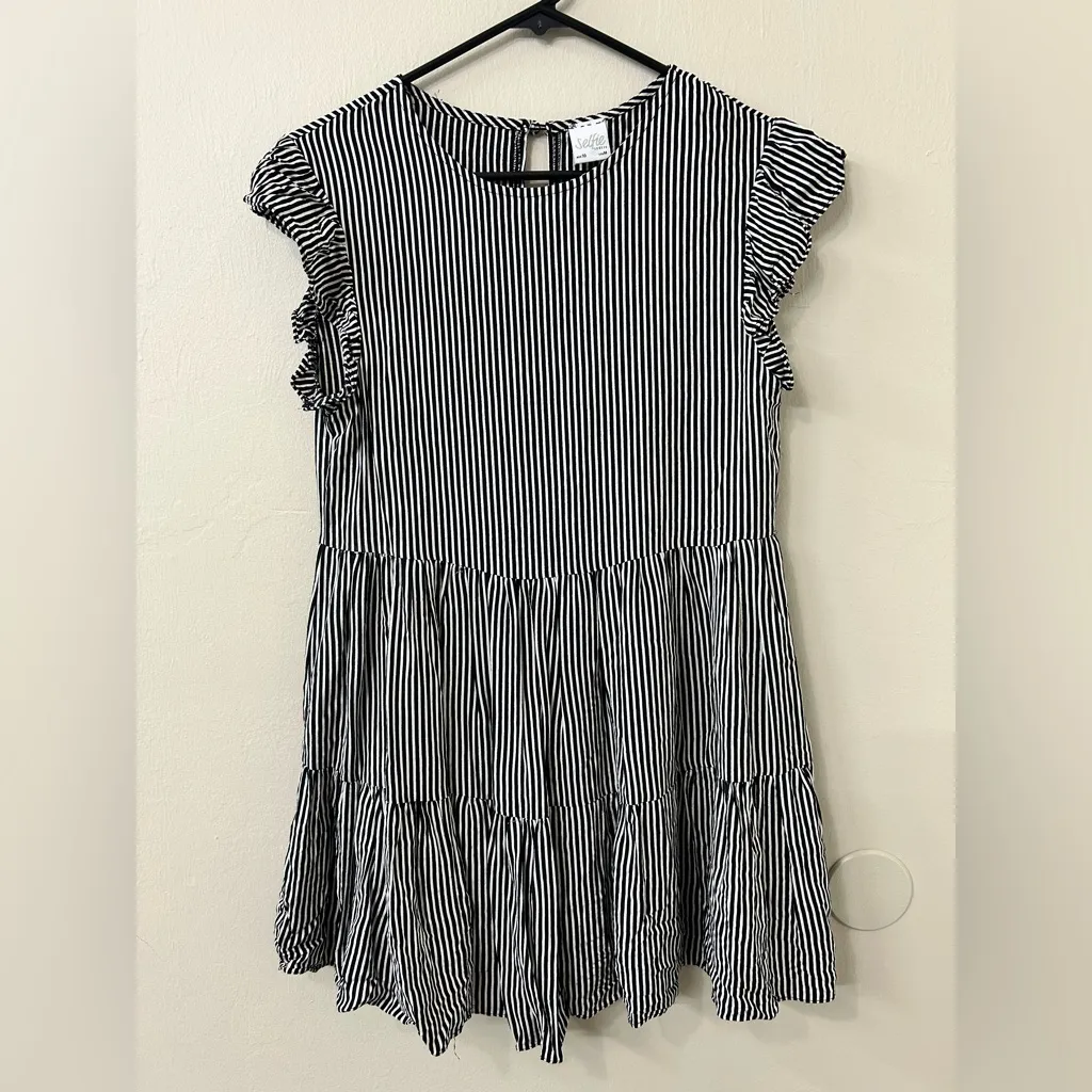 Selfie Leslie Louise Striped Cap Sleeve Mumu Dress Black Sz M - Image 3