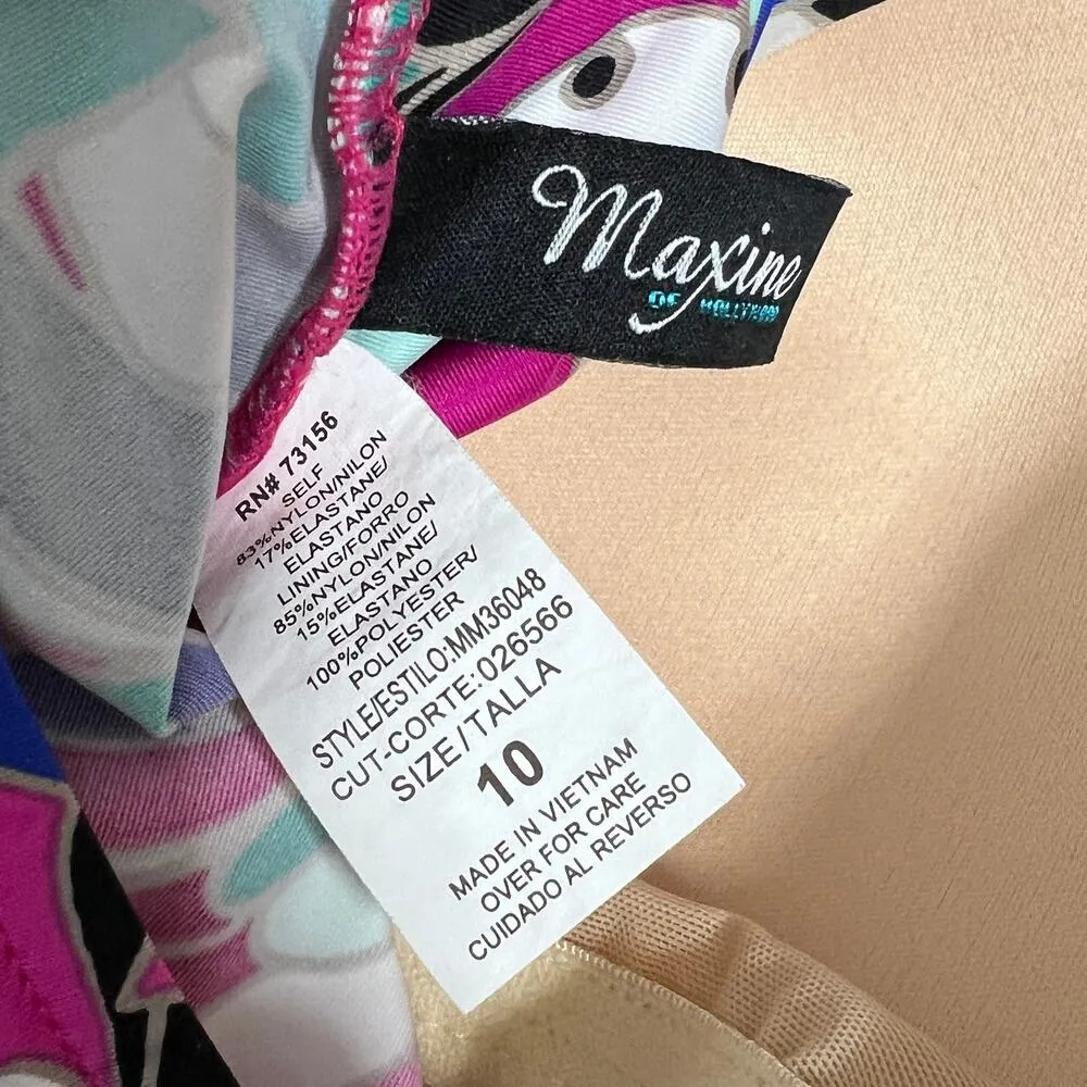 Maxine of Hollywood Shirred Front Girl Leg One Piece Swimsuit Size 10 - Image 3