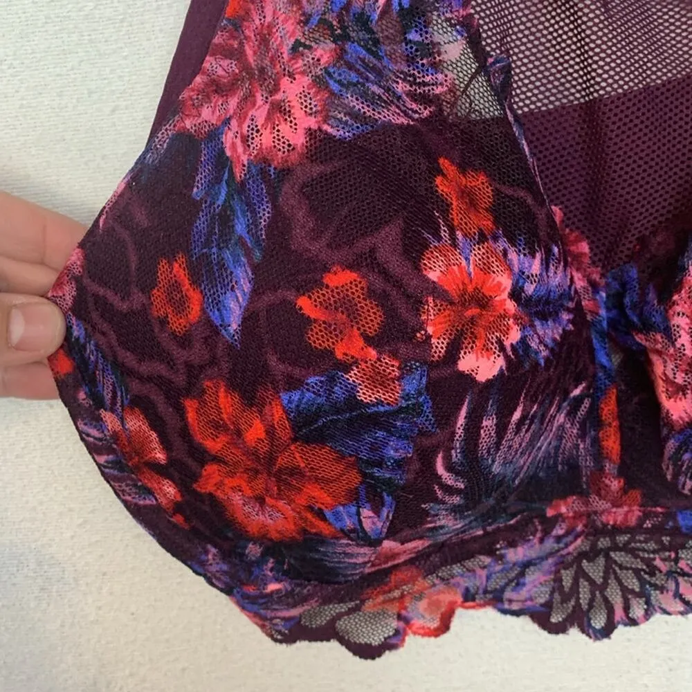 Pink by Victoria's Secret women's large lace bralette pink floral padded bra - Image 6