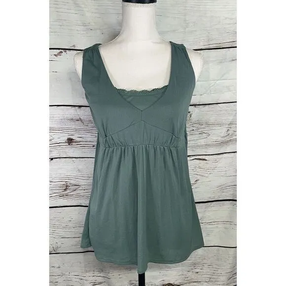 Apostrophe  Women's Small Tank Top Green Lace V-Neck‎ Stretch Double Layer - Image 11