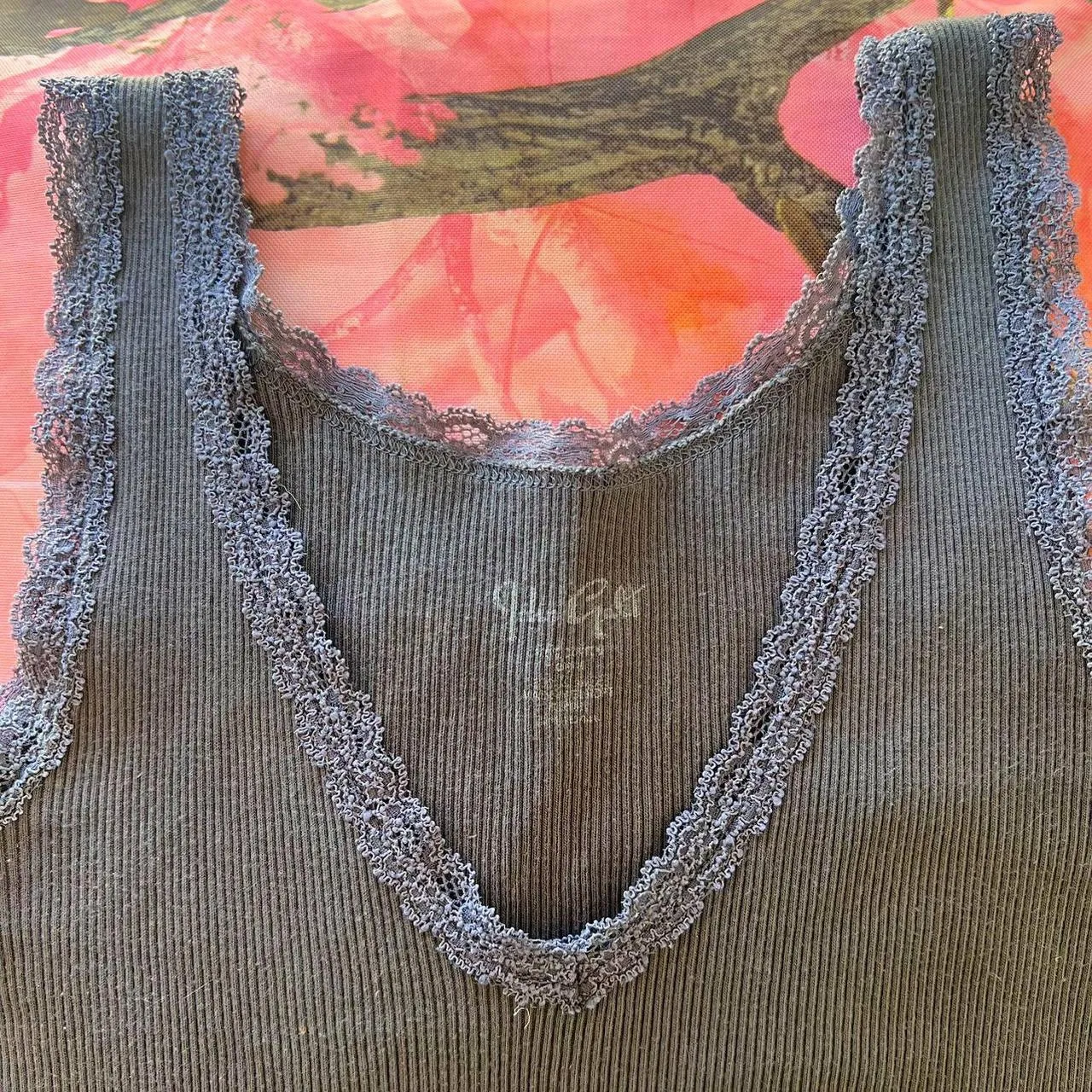 lace dark grey v neck tank top cami - Image 8