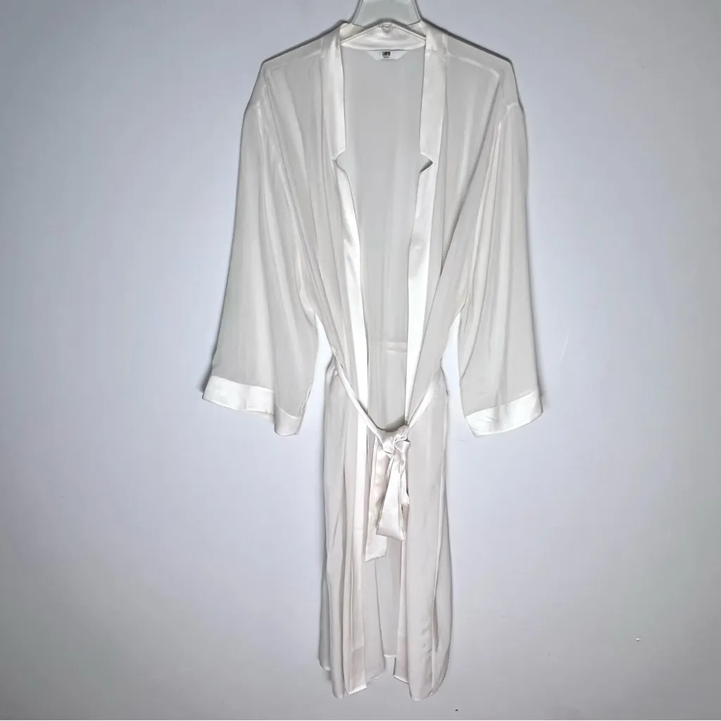 Lunya Washable Silk Chiffon Kimono Robe Tranquil White Sz L/XL - Image 2
