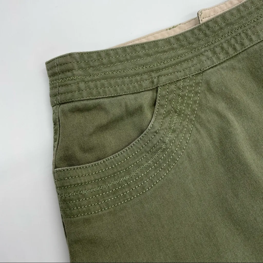 Vintage‎ Olive Green Mini Skirt Stretch High Waisted Preppy Zip - Image 4