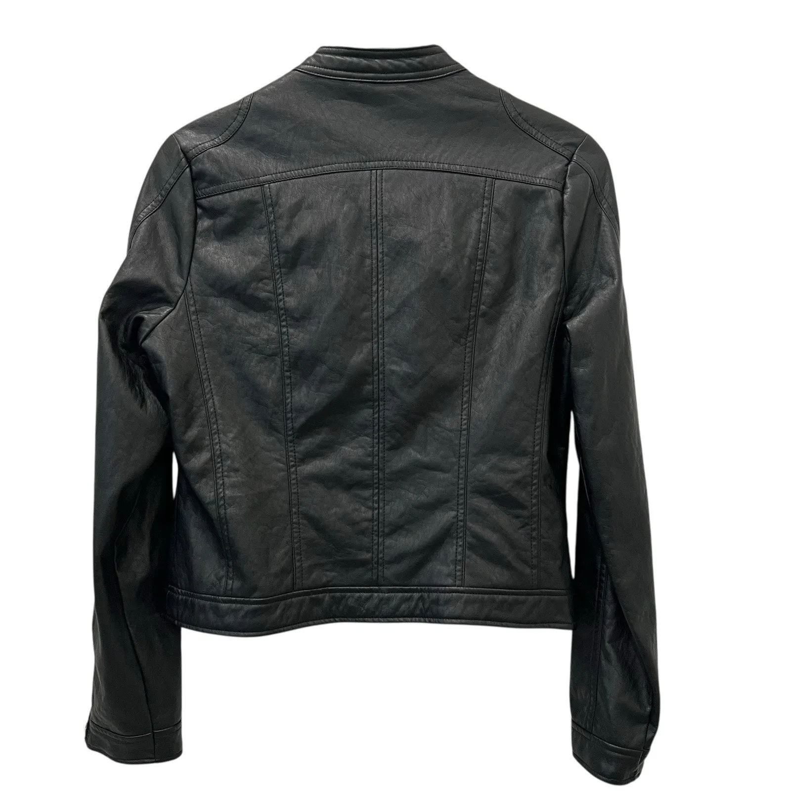 J2 Women's Faux Leather Jacket Black Moto Biker Zipper Long Sleeve Size Medium* - Image 7