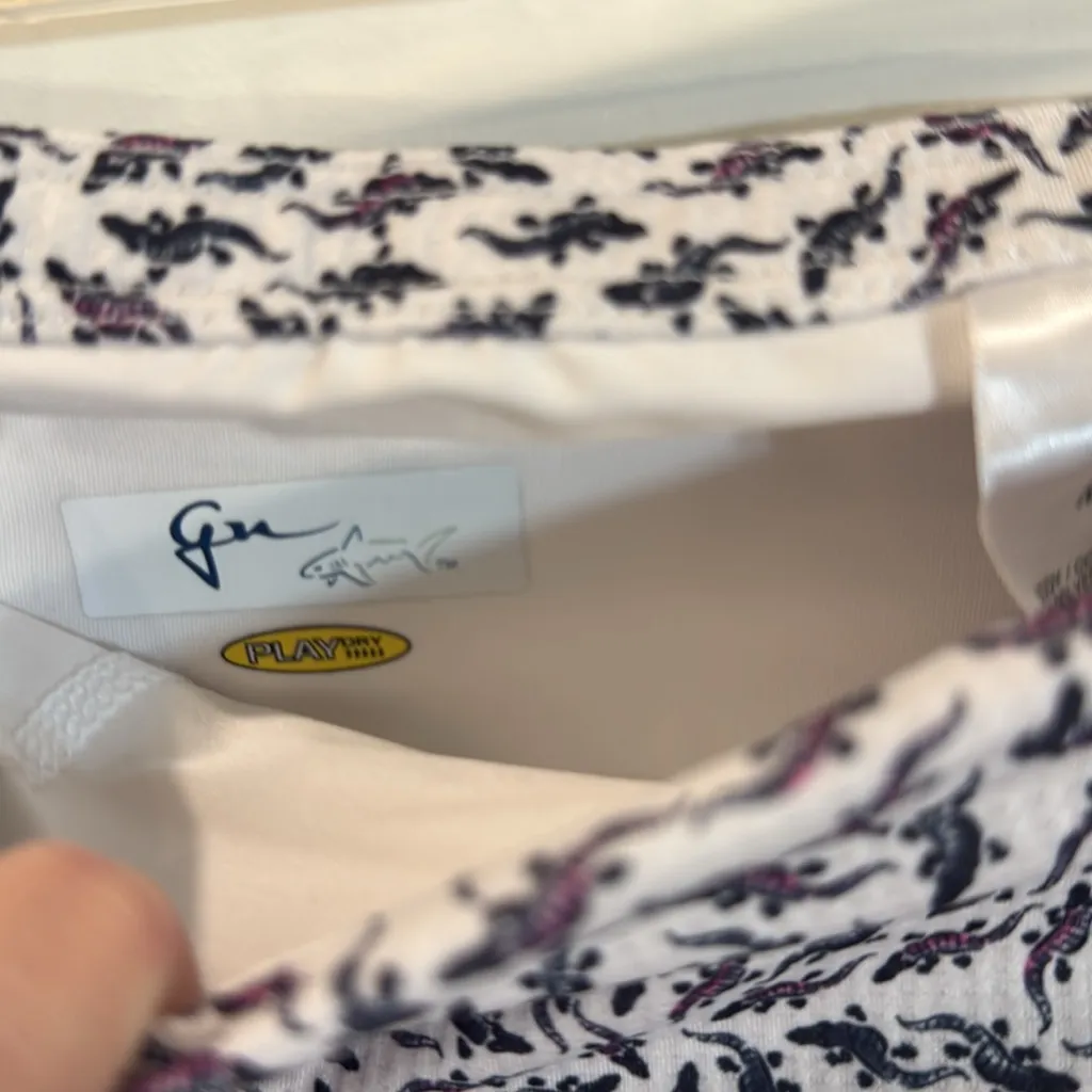 Greg Norman  croc print pull on flare skort in white medium - Image 5