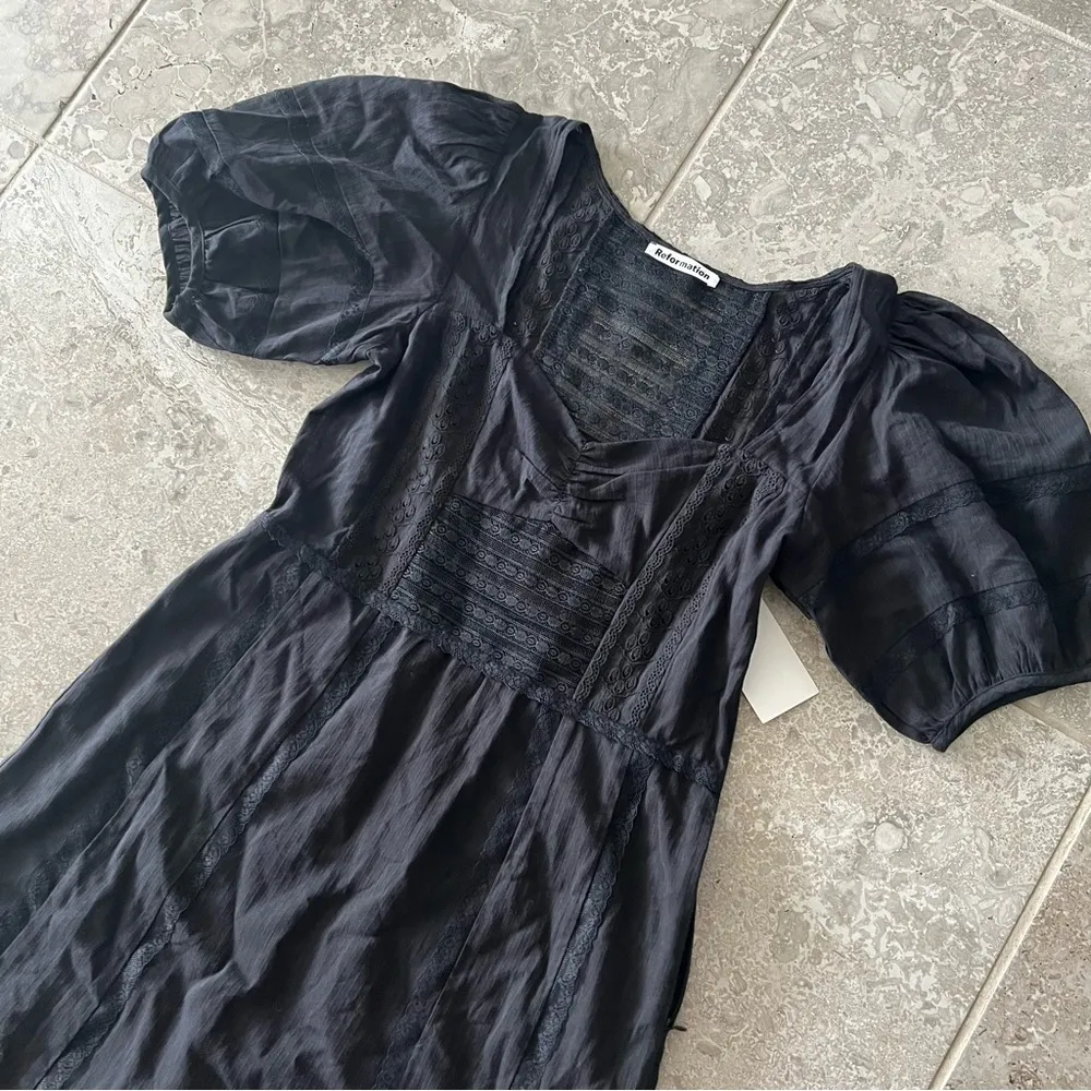 Reformation Norwich Organic Cotton Dress, Black Size 6 New w/Tag Retail $278 - Image 8