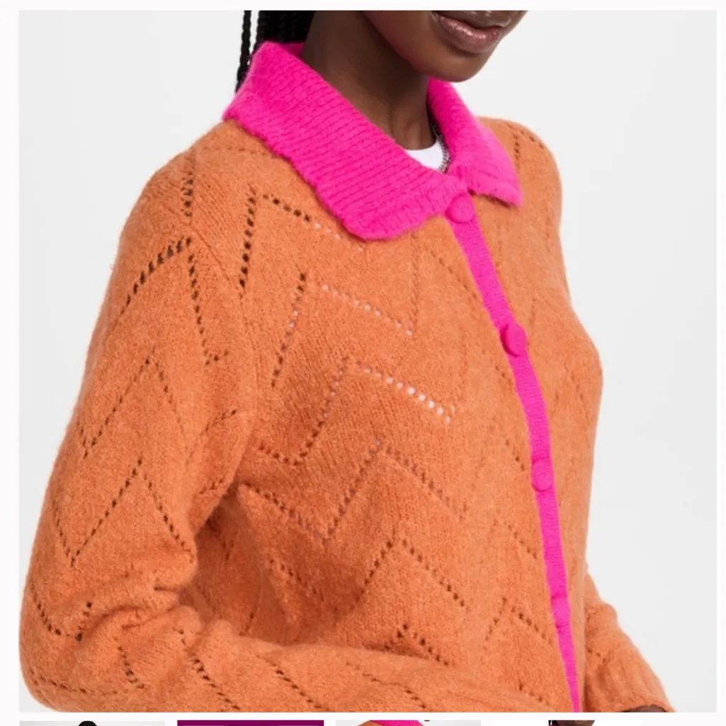 KITRI Orange and pink cardigan zig zag knit cardigan small - Image 3