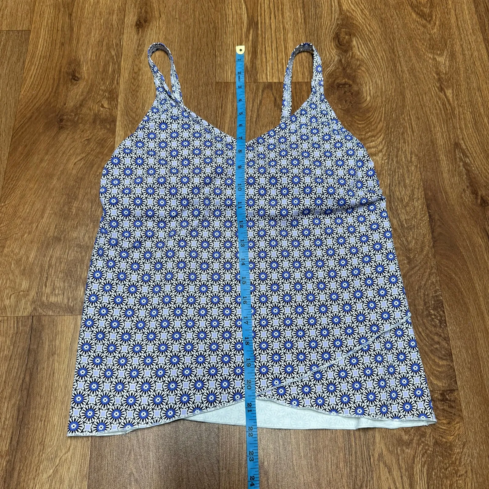 Lands End Womens Purple Micro Print Tankini Swim Top Wrap Style Size XS 2-4 - Image 7