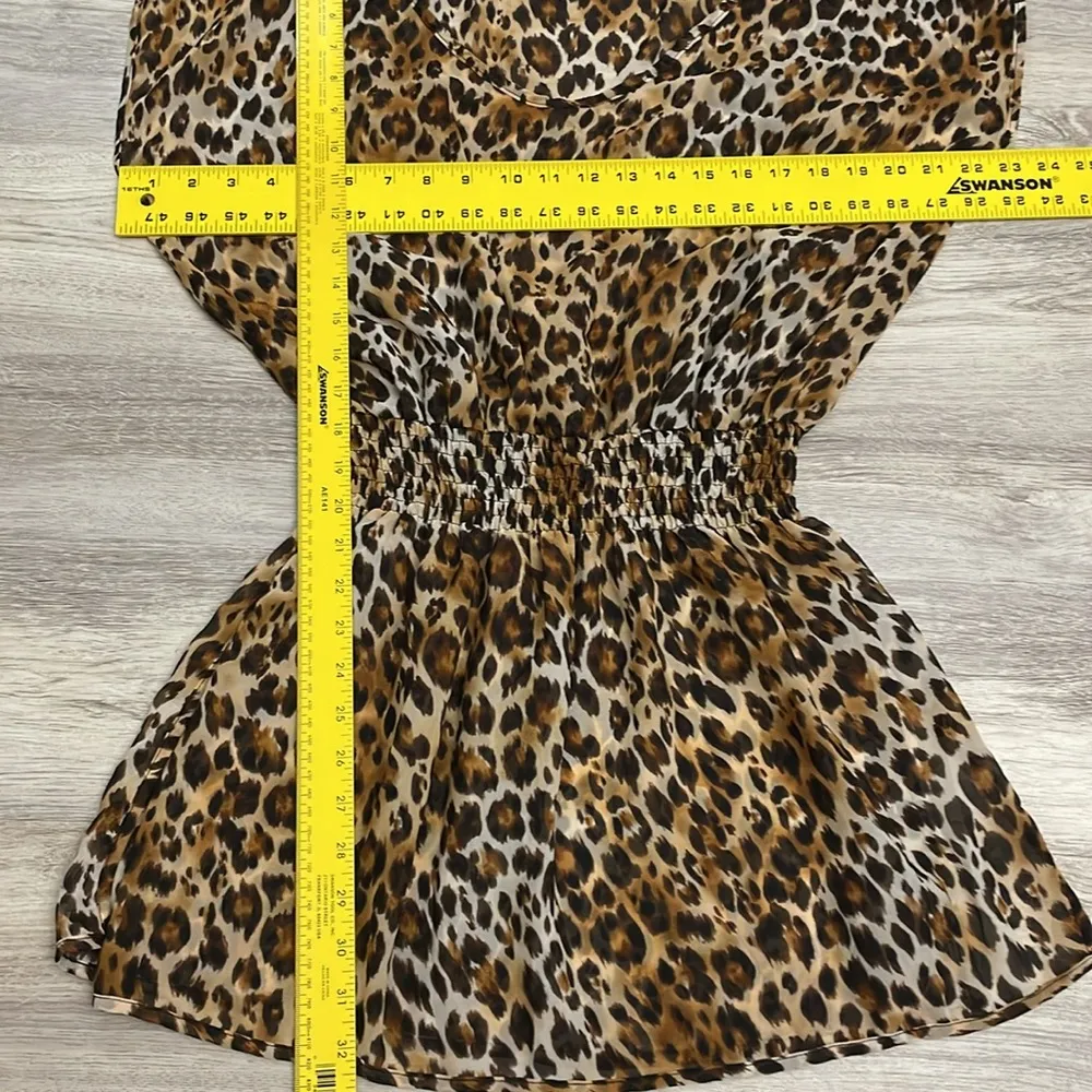 swim Tan, Brown & Black Leopard Print Sheer Bathing Suit Wrap S/M - Image 8