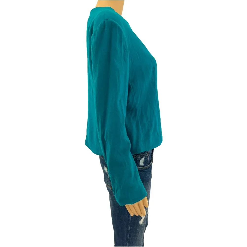 Kirkland Hall (14) American VINTAGE 80s Womens Teal Green Fitted Wool Blazer - Image 3