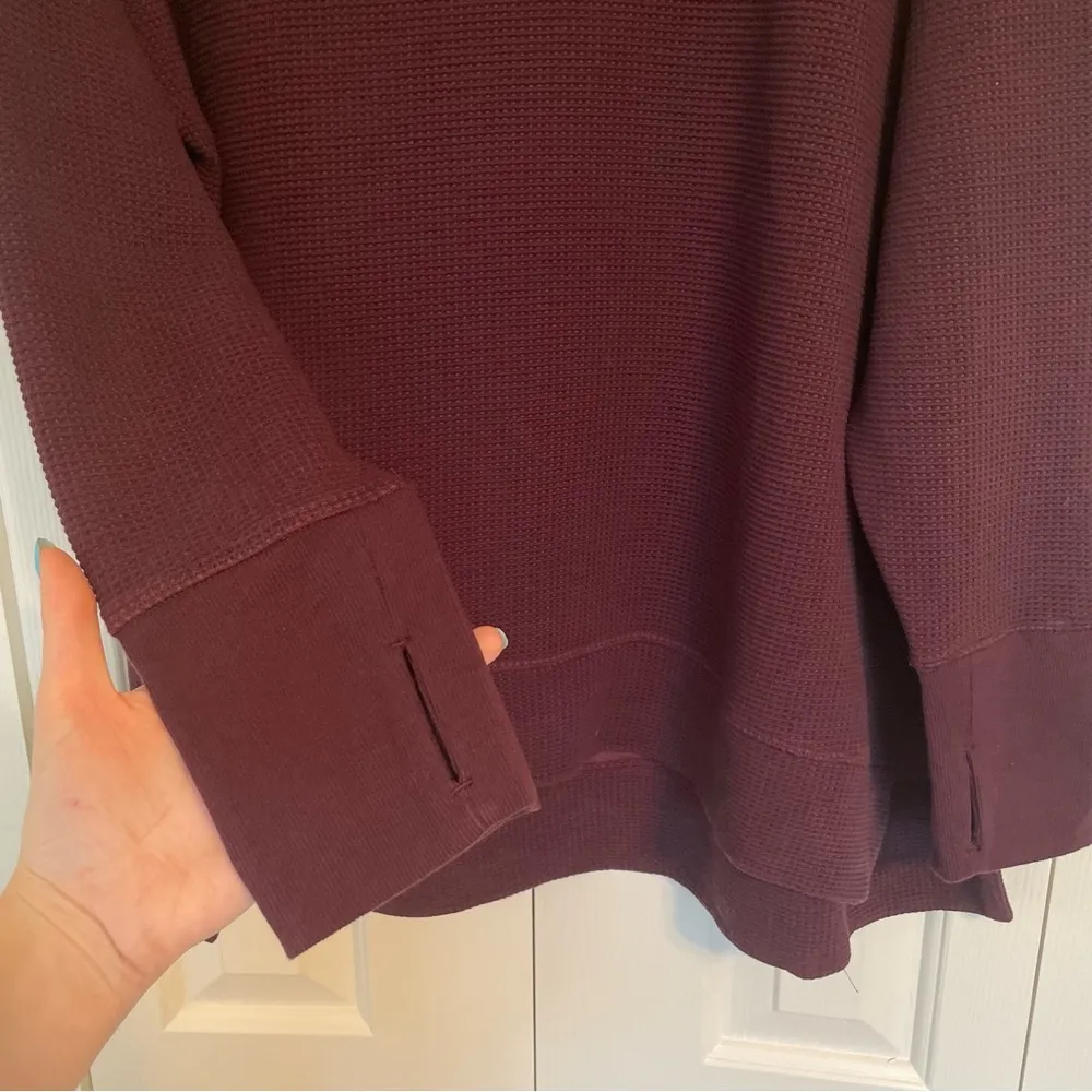 Athleta Coaster Luxe Waffle Sweatshirt Sz 2X Pullover Burgandy Purple Athleisure - Image 5
