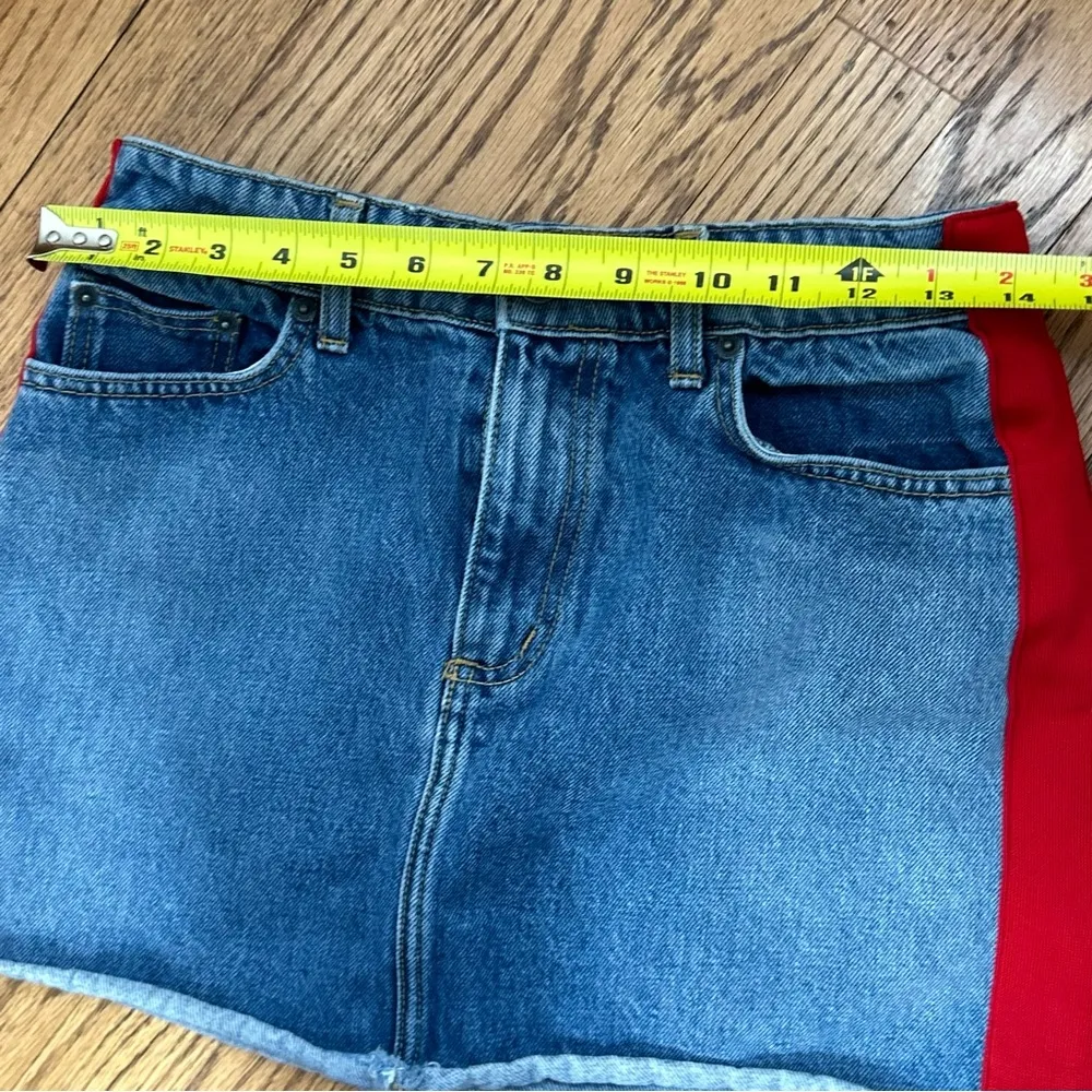 Carmar | Colin Red stripe Raw Hem Denim Mini Skirt Y2K Size 28 Blue - Image 11