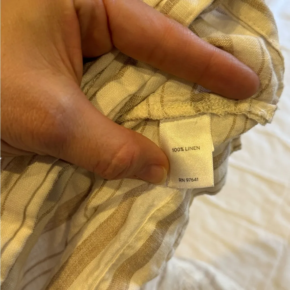 J. Jill Beige Striped Linen Blouse Size Small Tan - Image 3