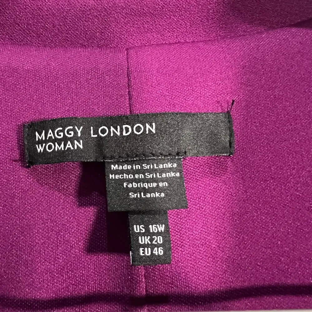Maggy London Women's Long Sleeve Tuxedo Dress Wear to Work Size 16W NWOT Purple - Image 3
