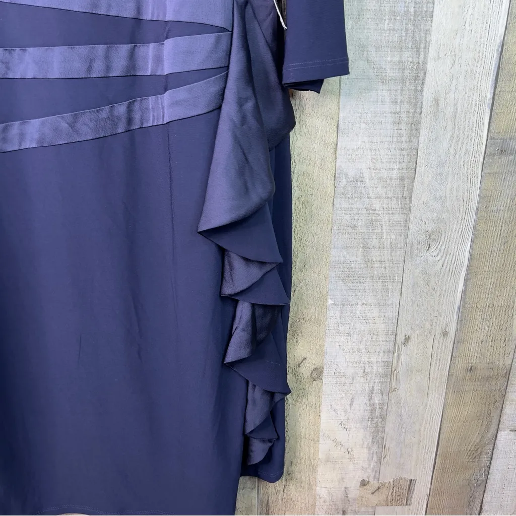 Jessica Howard Size 22W Navy Blue Cocktail Dress With 3/4 Sleeves Side Ruched - Image 4