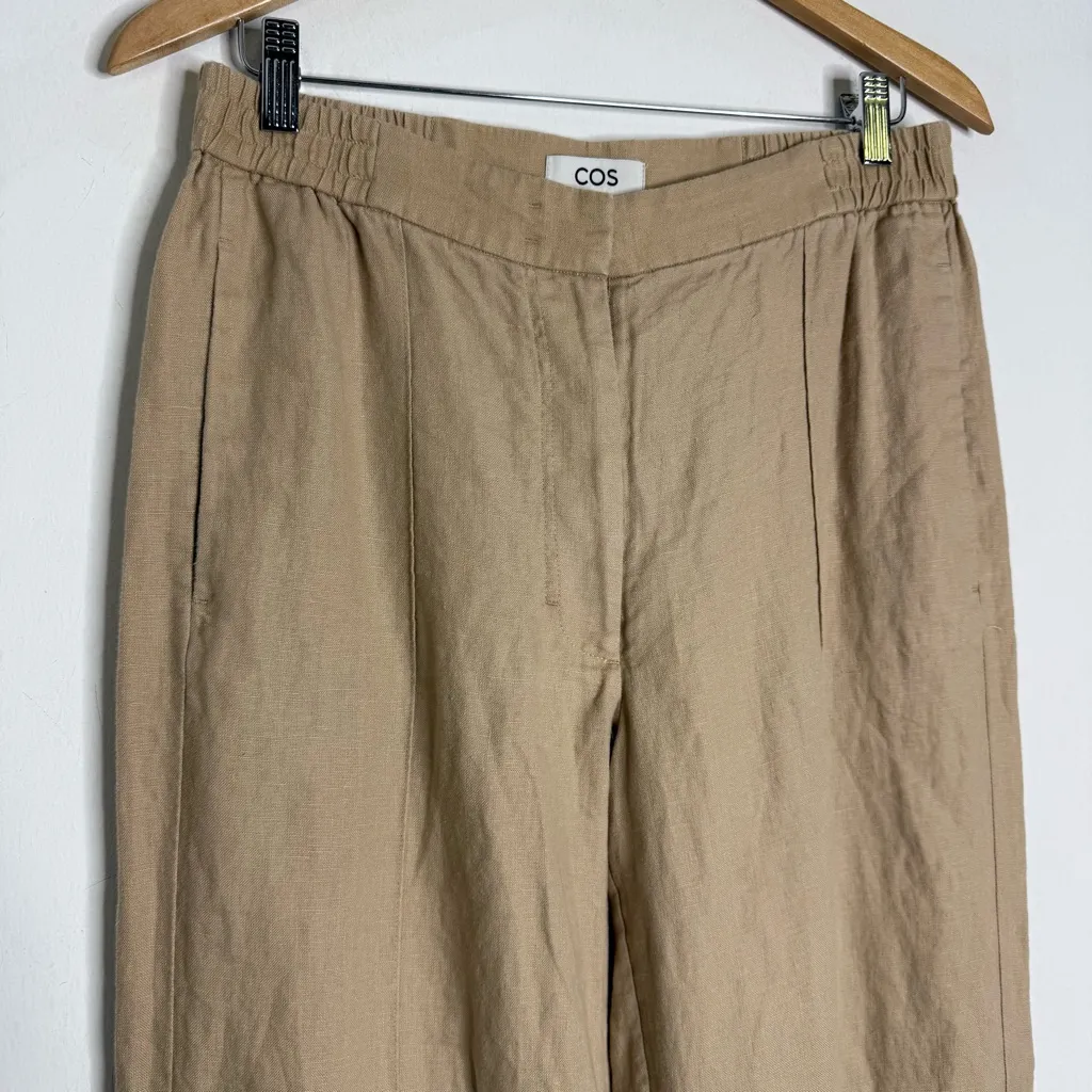 COS Women’s Beige Linen Wide-Leg Pants Trousers Size 6 - Image 6