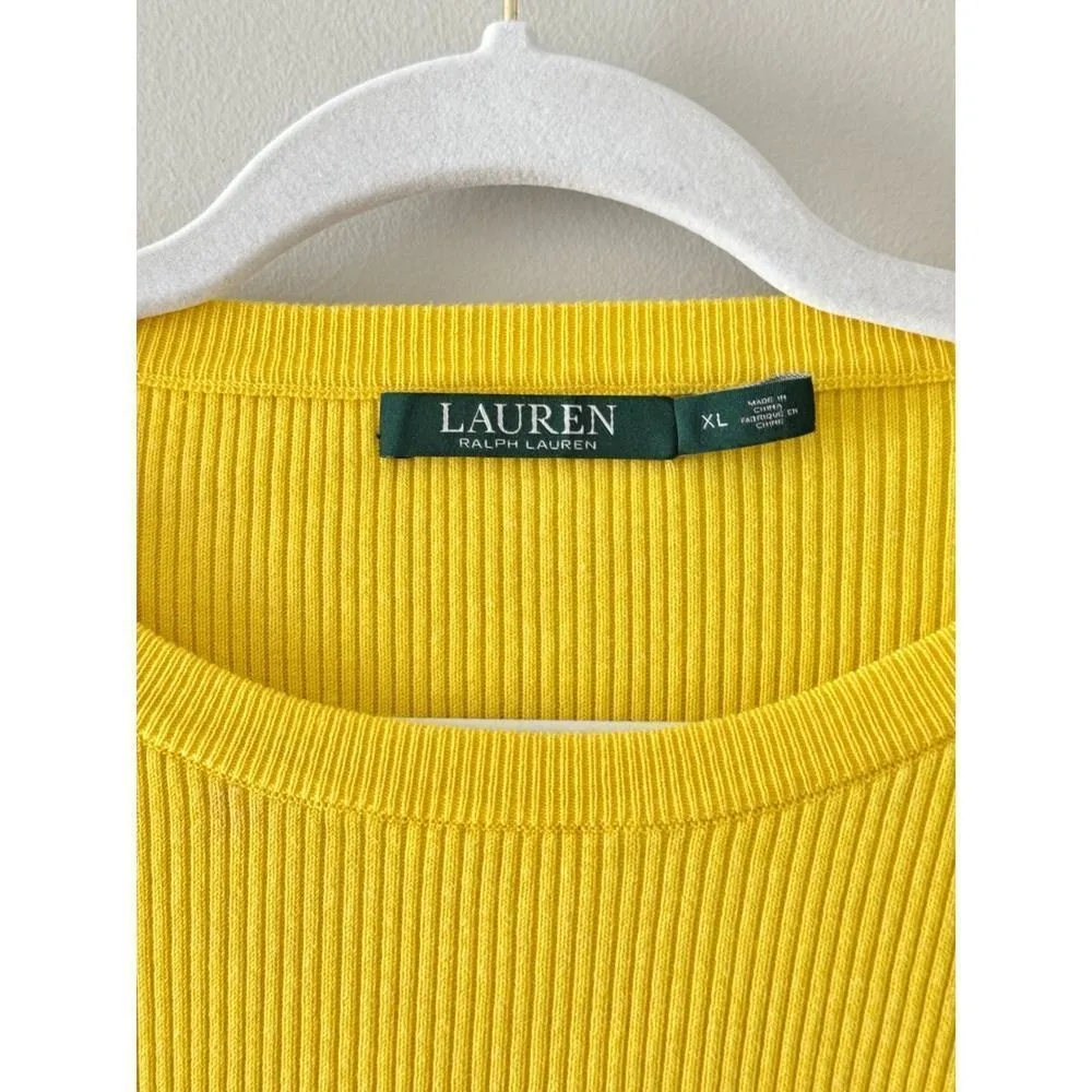 Lauren Ralph Lauren Ribbed Sweater Size XL Crewneck Gold Buttons - Image 7