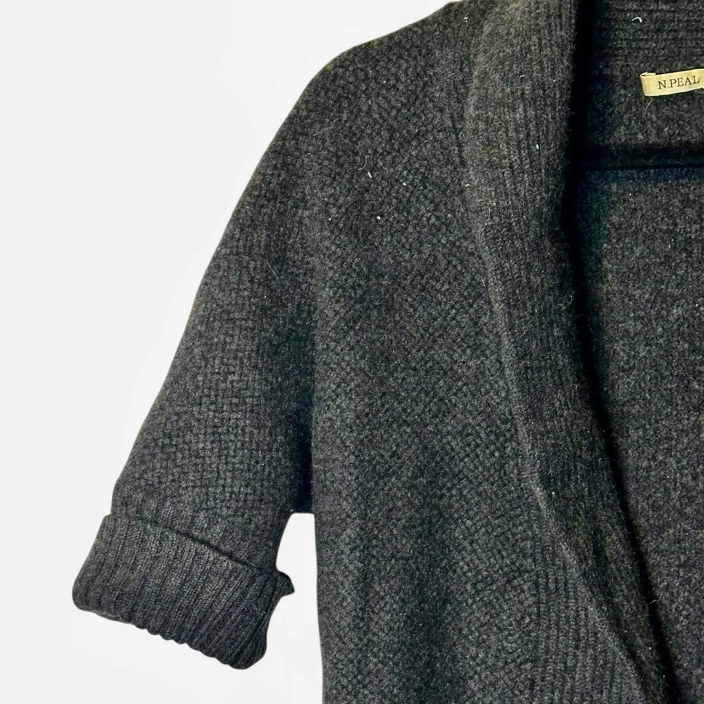 N.Peal 100% Cashmere Charcoal Gray Cardigan Sweater Quiet Luxury Capsule Small Black - Image 4
