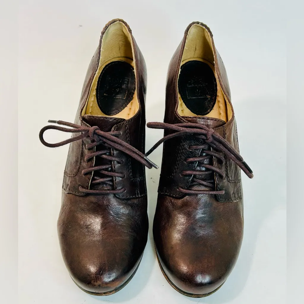 Frye Carson Heel Oxfords Chocolate Brown Leather, Lace up, size 8.5 - Image 5