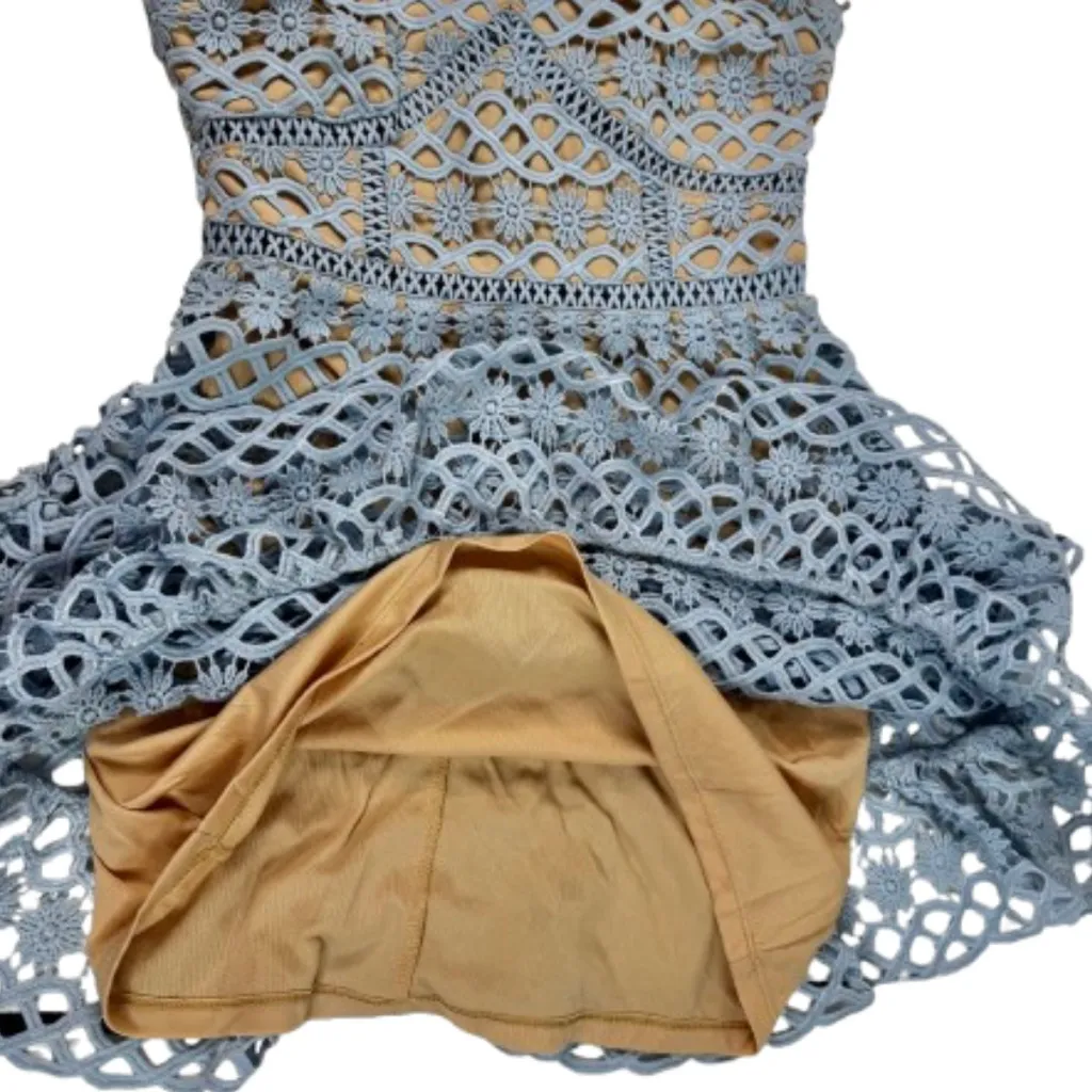 Beauty & Lace Light Blue Crochet Mini Dress - Image 9
