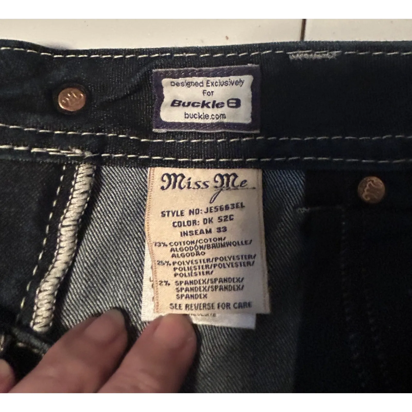 MISS ME JE5663EL RHINESTONE EMBROIDERED FLAP JEANS WOMENS SZ 31 - Image 8