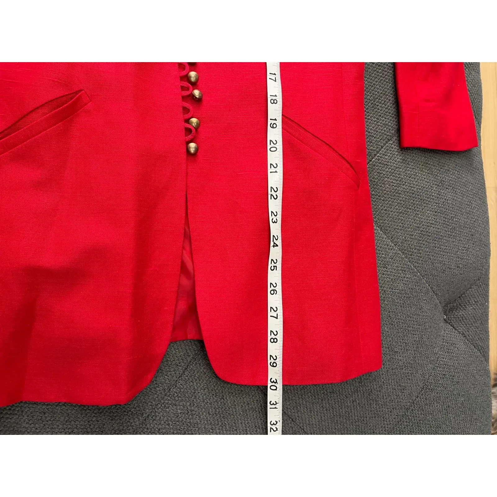 Vintage Harve Benard Red Linen Blazer Button Front Career Jacket Size 8 - Image 11