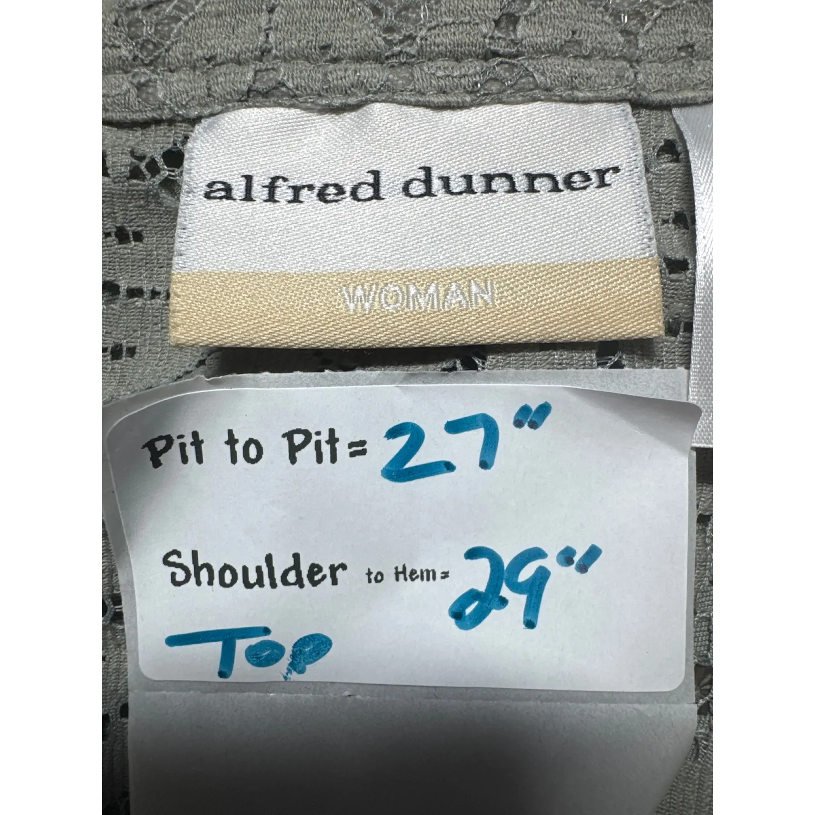 Alfred Dunner Woman Sage Green Lace Blouse w/ Tank Top 24W Plus Size - Image 5