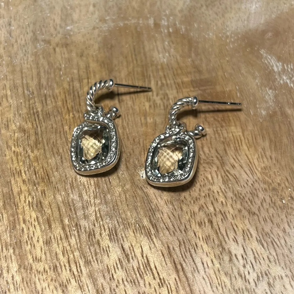 David Yurman Prasiolite & Diamond Labyrinth Drop Earrings - Image 4