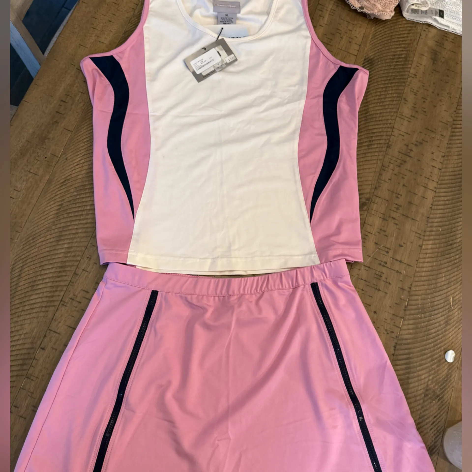 Bolle Pink and White Skirt Set Size M - Image 5