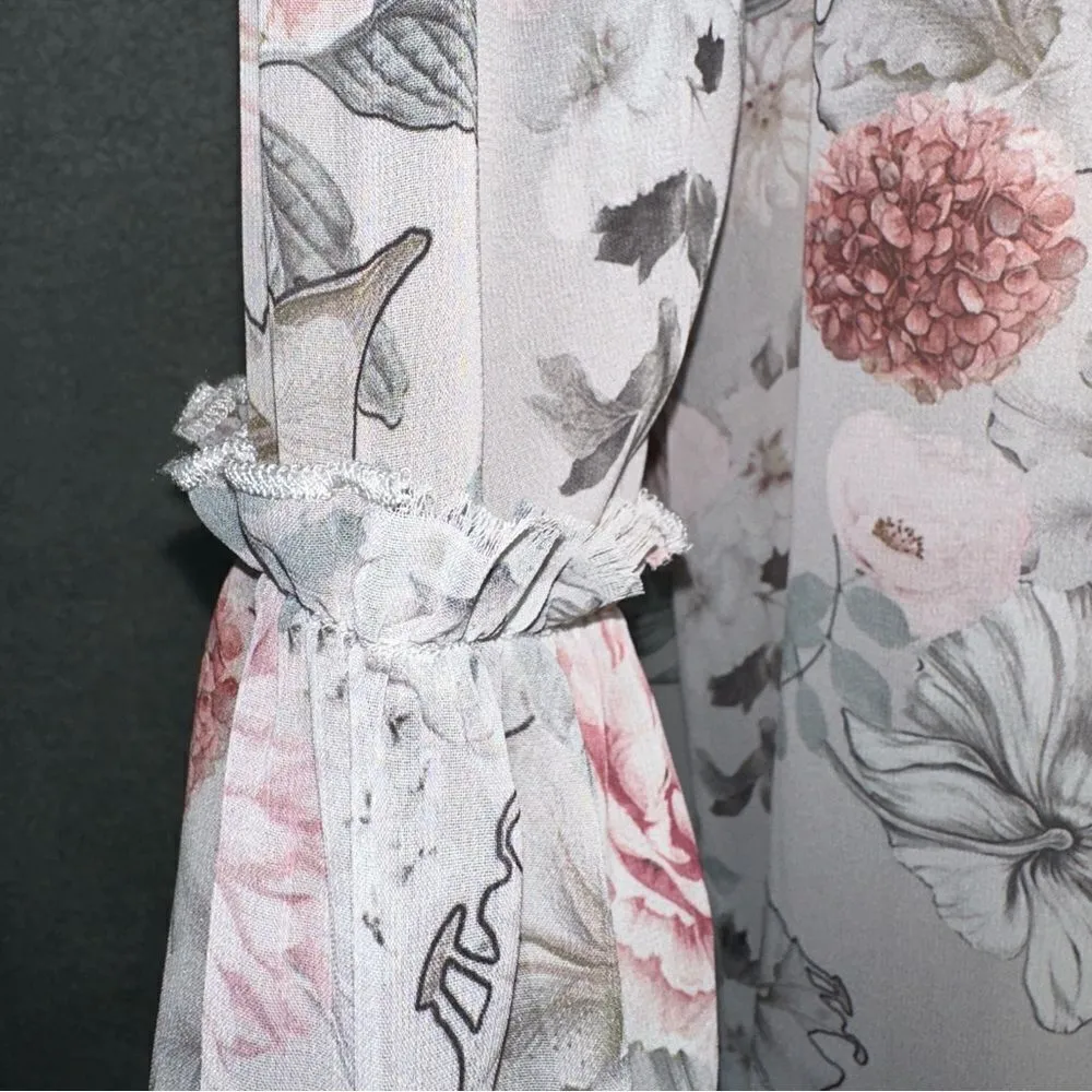 Miss Selfridge Women's Dress Ivory 4 Floral Rose Babydoll Ruffle‎ Sheer Sheath - Image 4