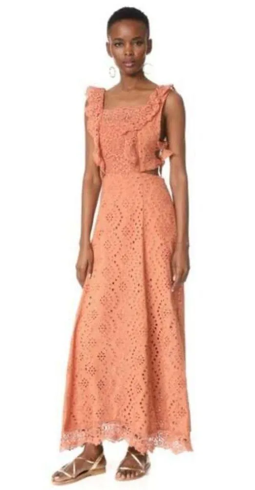 Nightcap x Carisa Rene Aimee Eyelet Copper Maxi Dress, EUC, Size XS MSRP $396 - Image 3
