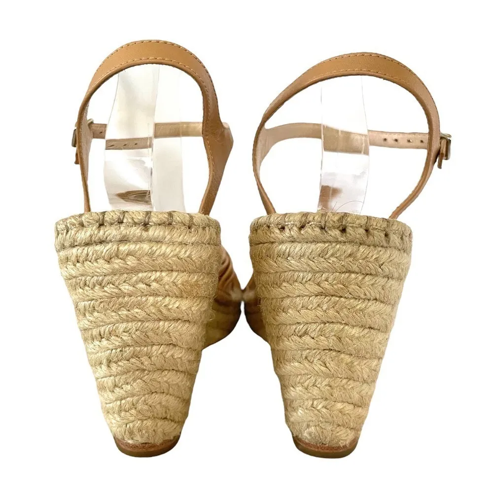 Priya Wedge Espadrille in Beige/Khaki - Heeled Leather Sandal - Image 7