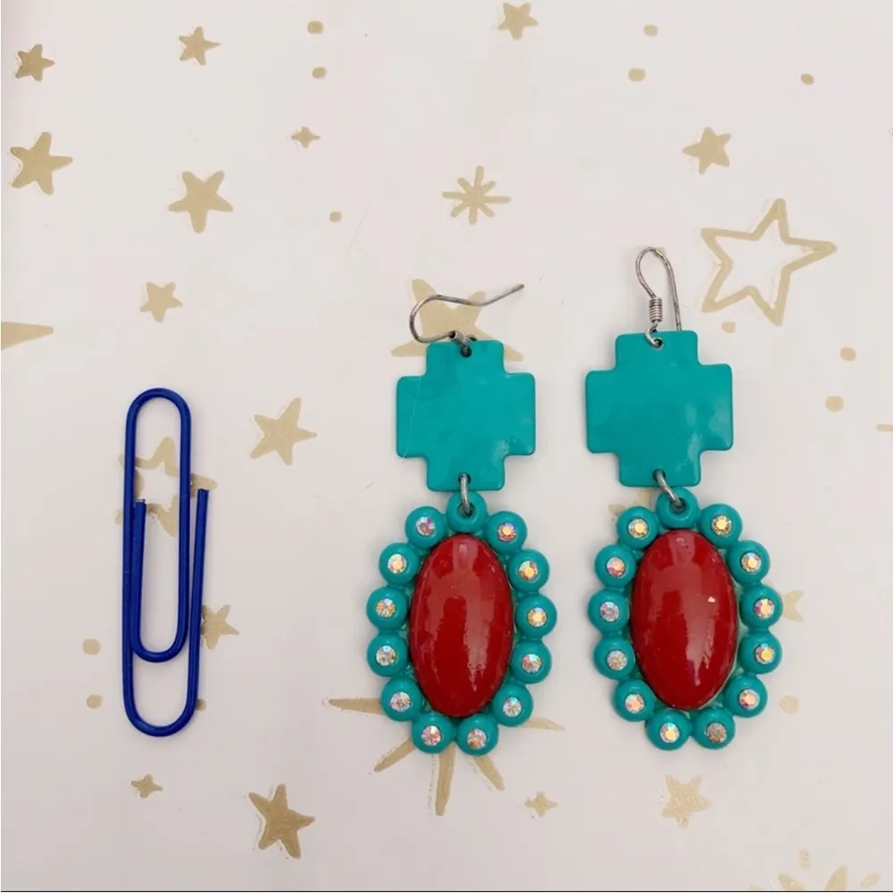 Metal Western Dangle Concho Earrings - Image 3