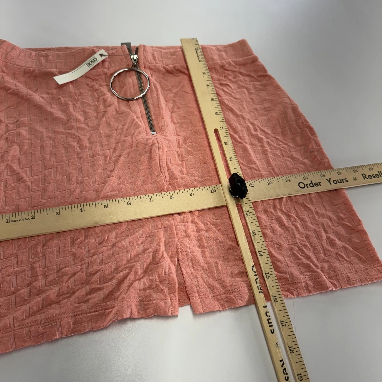 ASOS Mini Skirt Womens US 8 Pink Textured Zip Front Ring Pull‎ Modern Stretchy - Image 6