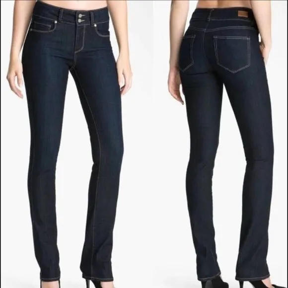 PAIGE HIDDEN BOOT denim Jeans Bardot Dark Blue Size 32 26L Bootcut - Image 2